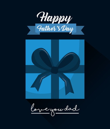 Happy fathers day love you dad top view gift box ribbon vector illustrationのイラスト素材