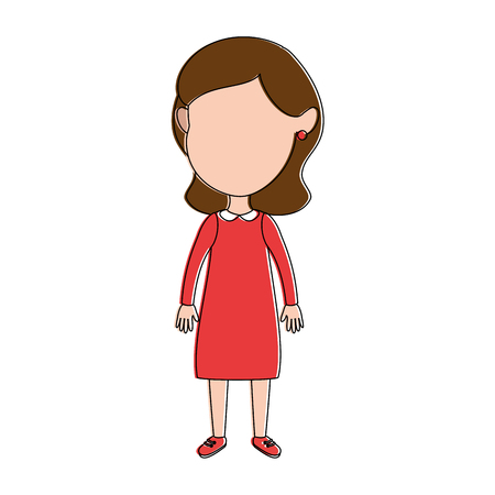 cute and little girl vector illustration designのイラスト素材