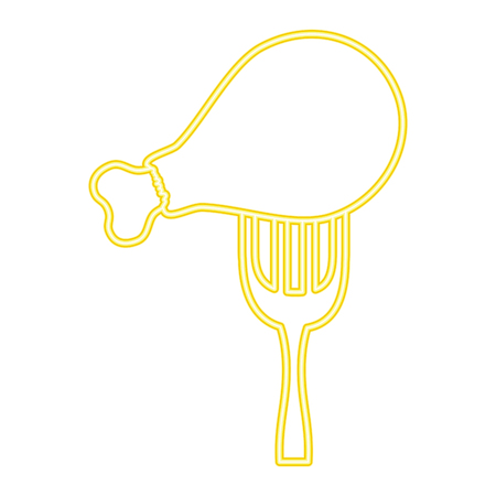 Delicious chicken thigh in fork vector illustration design.のイラスト素材