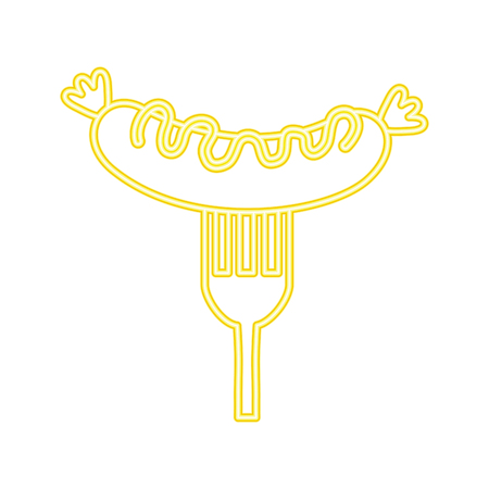 Sausage with sauces in fork vector illustration design.のイラスト素材
