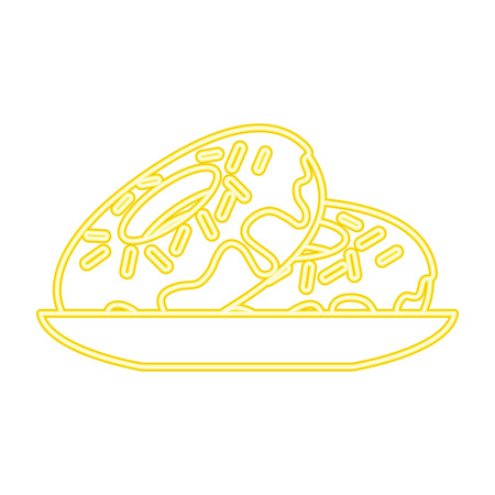 delicious and sweet donut in dish vector illustration designのイラスト素材
