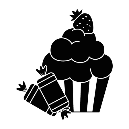 Delicious and sweet cupcake with candies vector illustration design.のイラスト素材