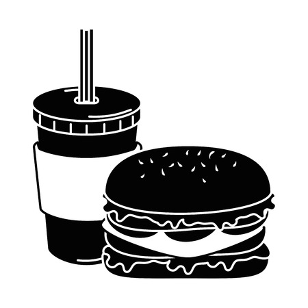 Delicious burger with soda vector illustration design.のイラスト素材