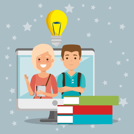 A group of people couple in computer vector illustration designのイラスト素材