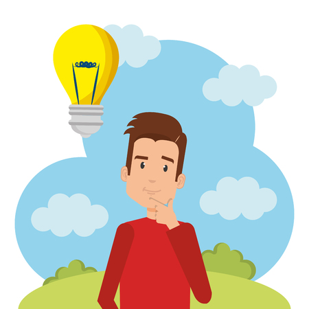 A young man with bulb character vector illustration designのイラスト素材