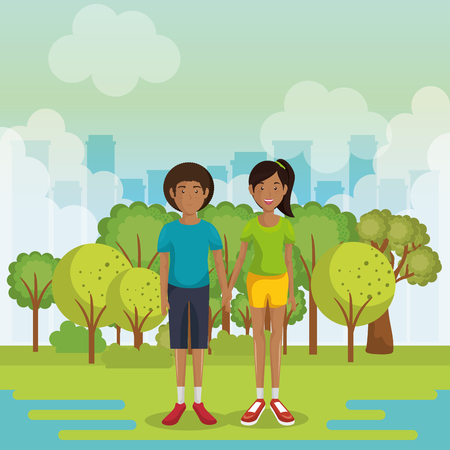A family members outside of the house vector illustration designのイラスト素材
