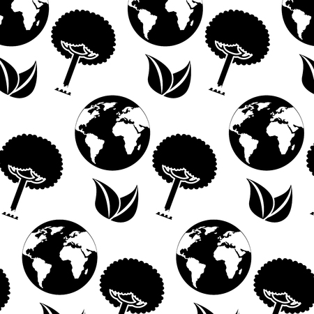 earth globe tree leaves ecology environment pattern image vector illustrationのイラスト素材