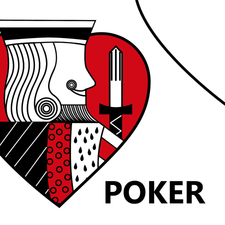 poker card gambling king with sword in sign heart vector illustrationのイラスト素材
