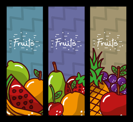Fruits banners fresh and natural nutrition vector illustrationのイラスト素材