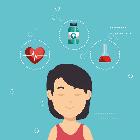 woman with medical icons vector illustration designのイラスト素材