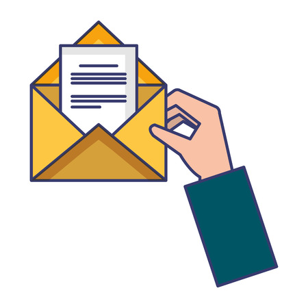 hand with envelope mail isolated icon vector illustration designのイラスト素材