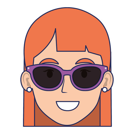 beautiful woman with sunglasses avatar character vector illustration designのイラスト素材