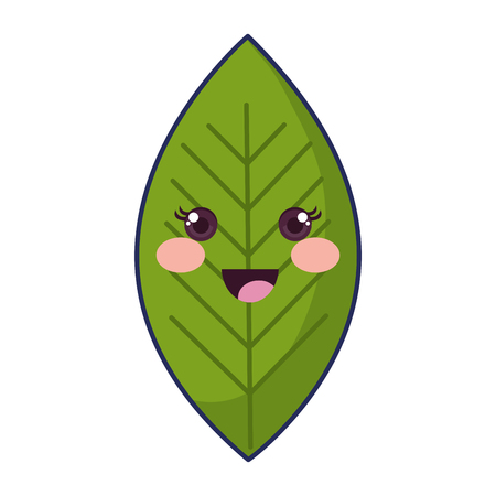 leafs plant ecology kawaii character vector illustration designのイラスト素材
