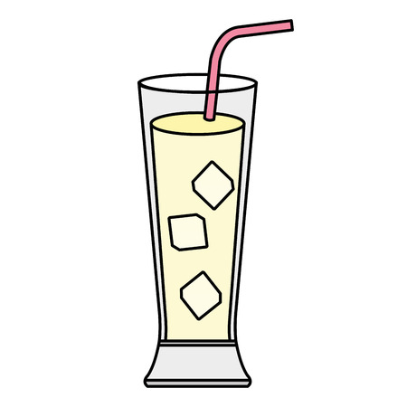 tropical cocktail in glass vector illustration designのイラスト素材