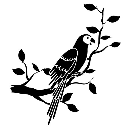 Exotic and tropical parrot in branch tree vector illustration designのイラスト素材