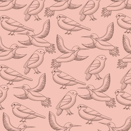 pattern decoration flying birds natural animal wallpaper drawingのイラスト素材