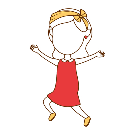cute faceless little girl celebrating vector illustration designのイラスト素材