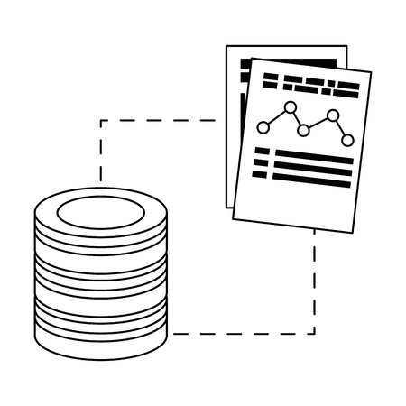 Data center disk with documents vector illustration designのイラスト素材