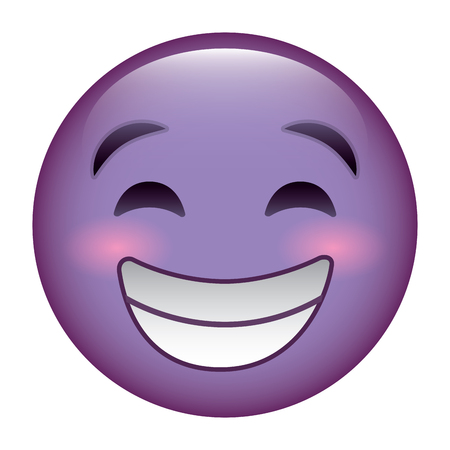 purple emoticon cartoon face smiling happy vector illustrationのイラスト素材