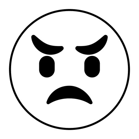 cute smile emoticon with angry expression vector illustration outline imageのイラスト素材