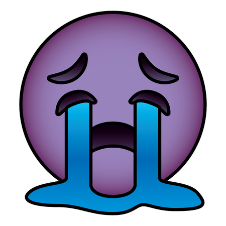 Cute purple smile emoticon crying vector illustrationのイラスト素材