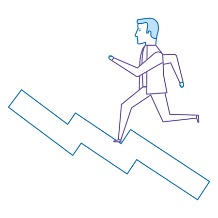 businessman running in statistics avatar character vector illustration designのイラスト素材