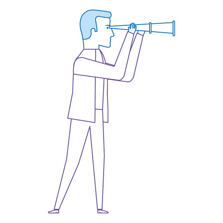 Businessman with telescope avatar character vector illustration design.のイラスト素材