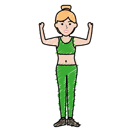 Athlete woman doing exercise vector illustration designのイラスト素材