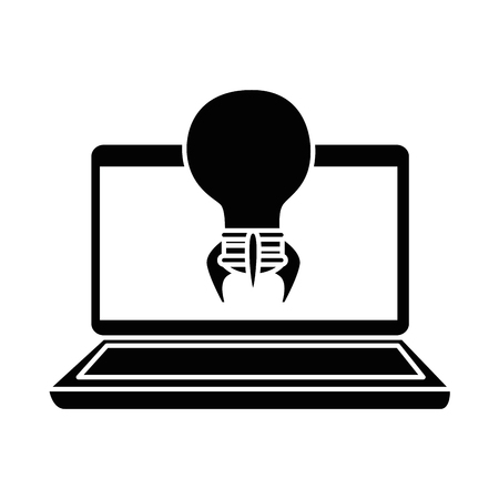 A laptop computer with bulb launcher vector illustration designのイラスト素材
