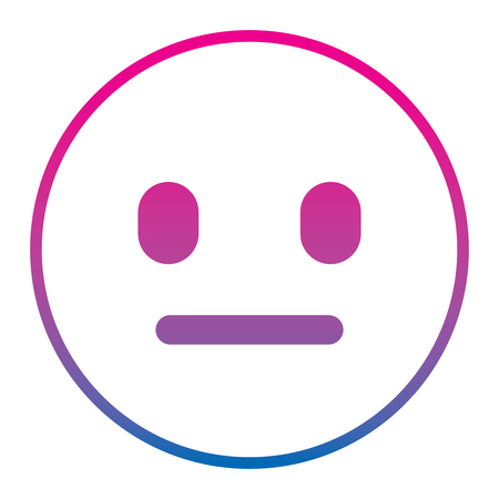 emoticon cartoon face speechless expression vector illustration degrade color line imageのイラスト素材