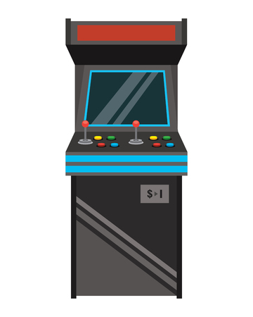 vintage arcade game machine with joysticks and buttons vector illustrationのイラスト素材