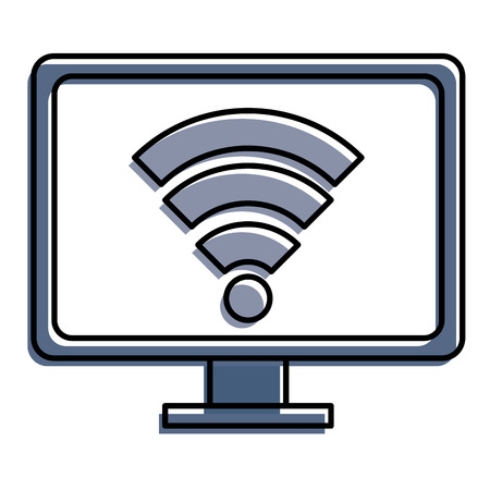 A computer display with wifi signal vector illustration designのイラスト素材