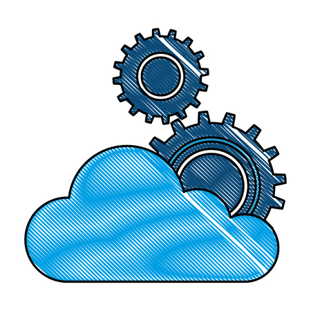 Cloud computing with gears machinery vector illustration design.のイラスト素材