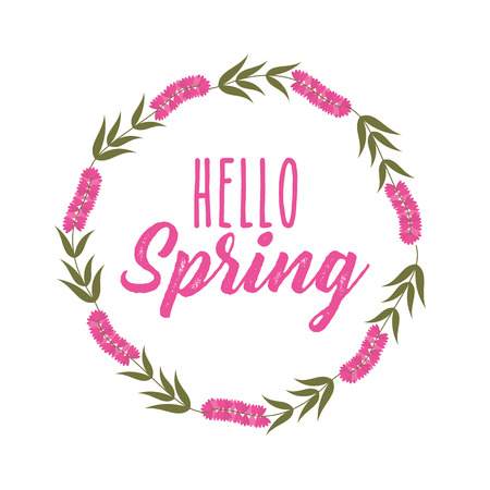 weather floral flowers natural season hello spring vector illustrationのイラスト素材