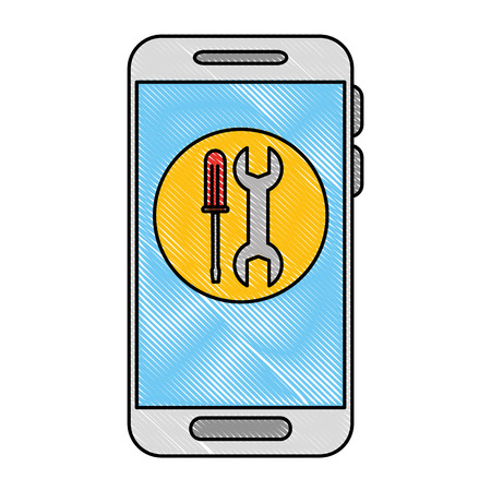 Smartphone device with tools vector illustration designのイラスト素材