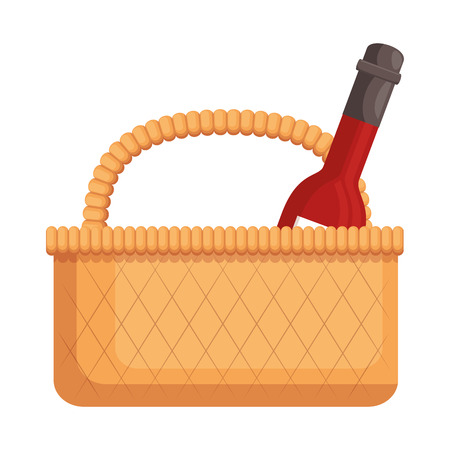 Picnic basket with wine bottle vector illustration designのイラスト素材