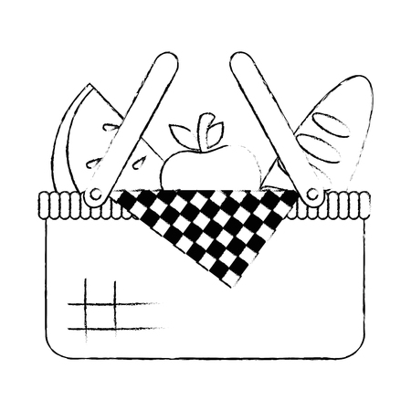 Picnic basket with bread and fruits vector illustration designのイラスト素材