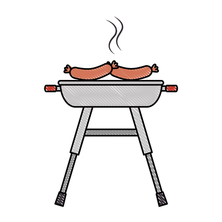 grill oven with sausages vector illustration designのイラスト素材