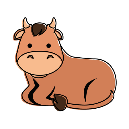 A cute ox character icon vector illustration designのイラスト素材