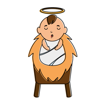 A cute  baby in cradle vector illustration designのイラスト素材