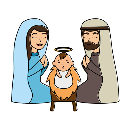 holy family christmas characters vector illustration designのイラスト素材