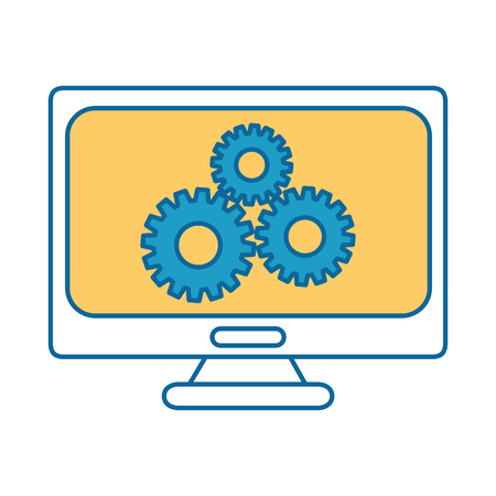 computer display with gears vector illustration designのイラスト素材