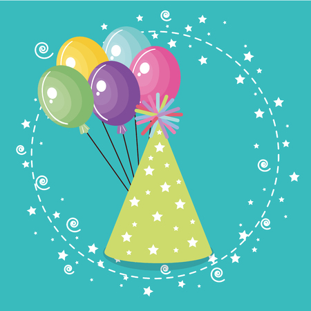 Cute hat with balloons vector illustration designのイラスト素材