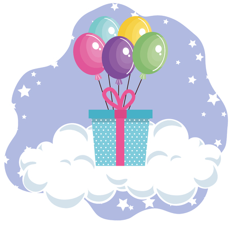 Cute gift box with balloons vector illustration designのイラスト素材