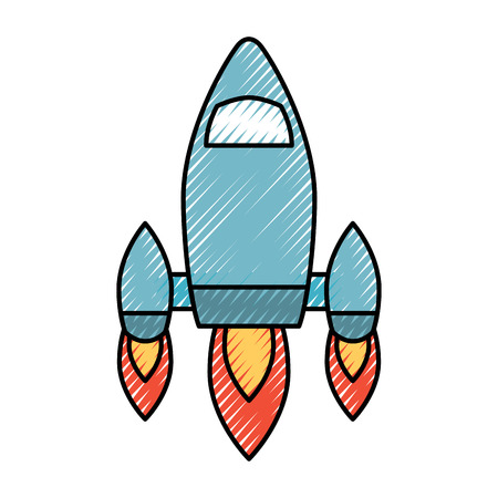 Video game retro rocket launch style vector illustration drawing designのイラスト素材