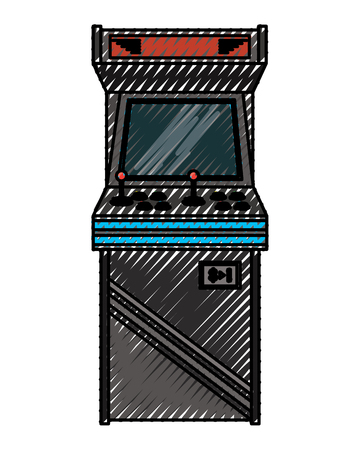 Vintage arcade game machine with joysticks and buttons vector illustration drawing designのイラスト素材