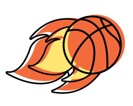 flying ball basketball on fire sport vector illustrationのイラスト素材