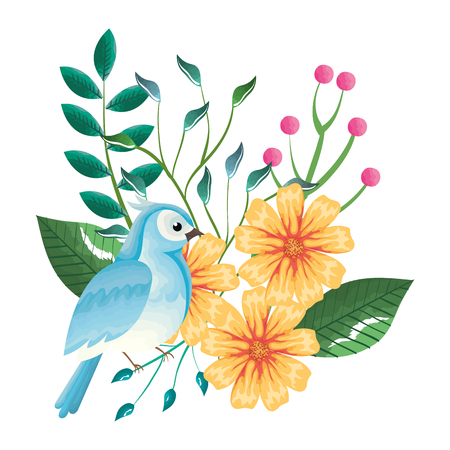 floral decoration and bird vintage style vector illustration designのイラスト素材