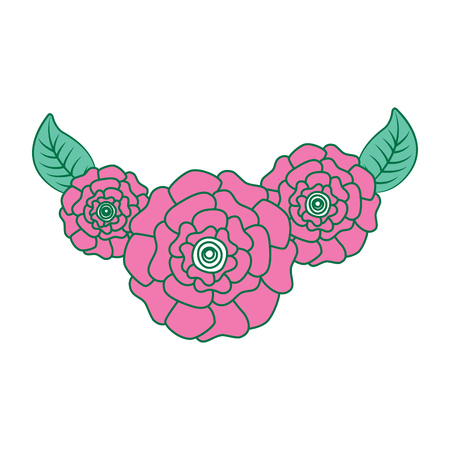 cute fresh natural flowers carnation leaves vector illustration pink and green designのイラスト素材