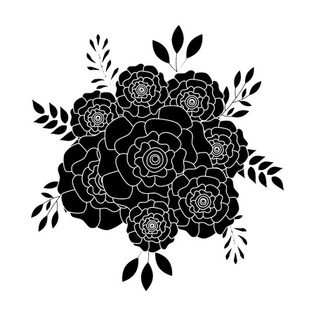 Bunch of carnation flowers with leaves ornament. Vector illustration pictogram design.のイラスト素材